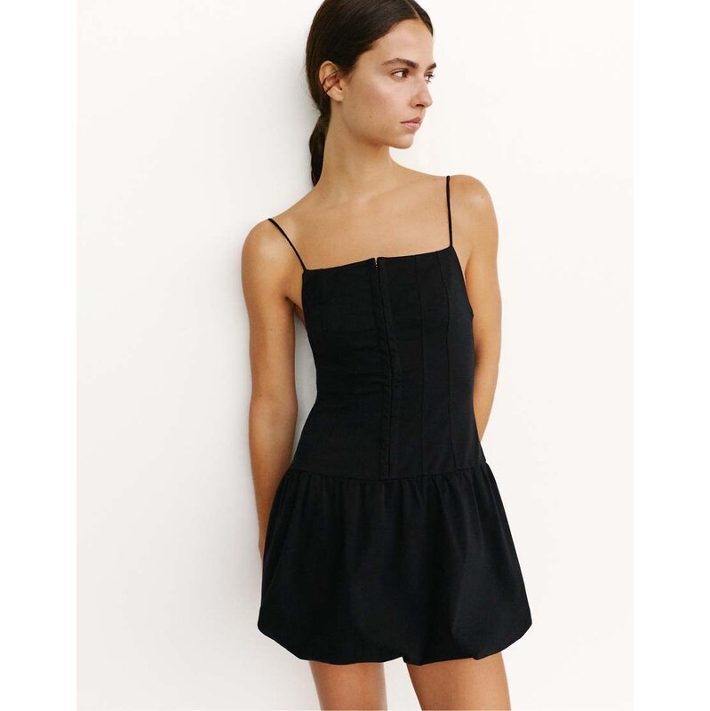 Pull&Bear Short corsetry-inspired strappy dress in black