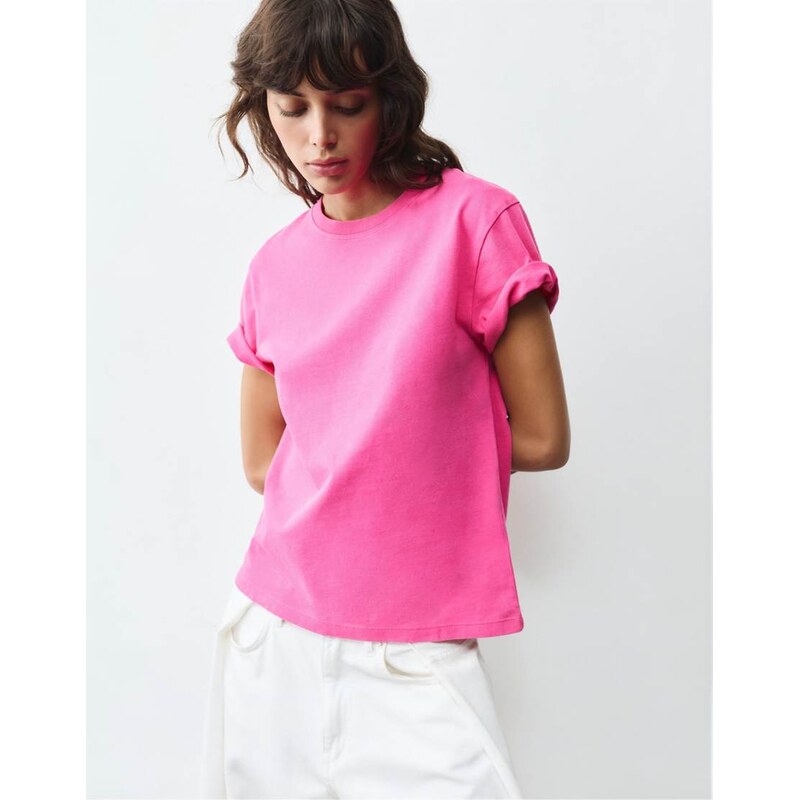 Pull&Bear Basic short sleeve t-shirt in pink