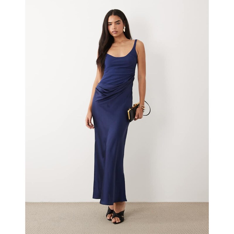 ASOS DESIGN deep scoop neck maxi dress with asymmetric draped