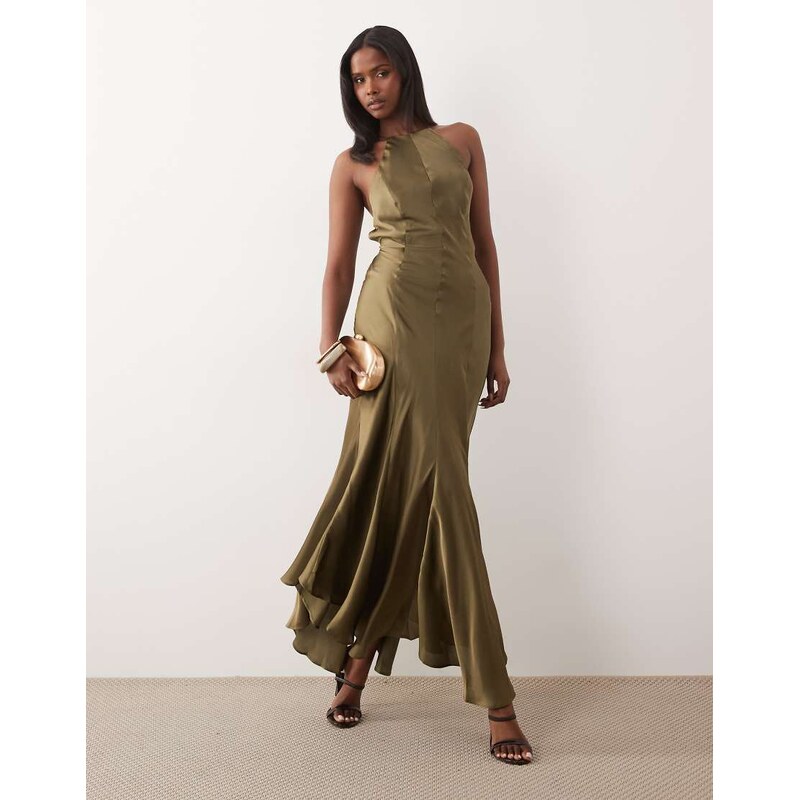 ASOS DESIGN seam detail open back strappy maxi dress in soft