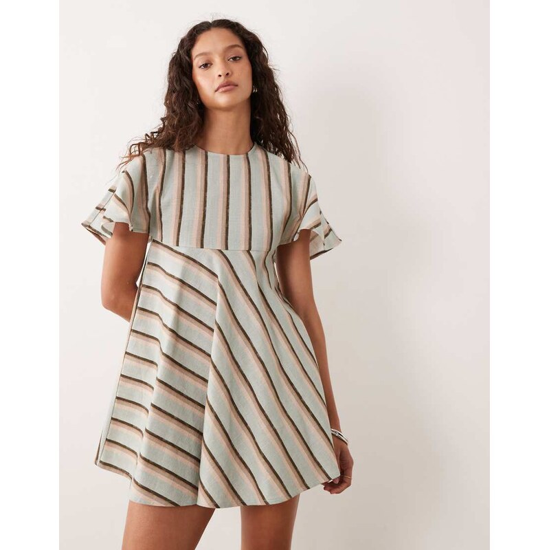 ASOS DESIGN smock t-shirt mini dress in blue stripe-Multi
