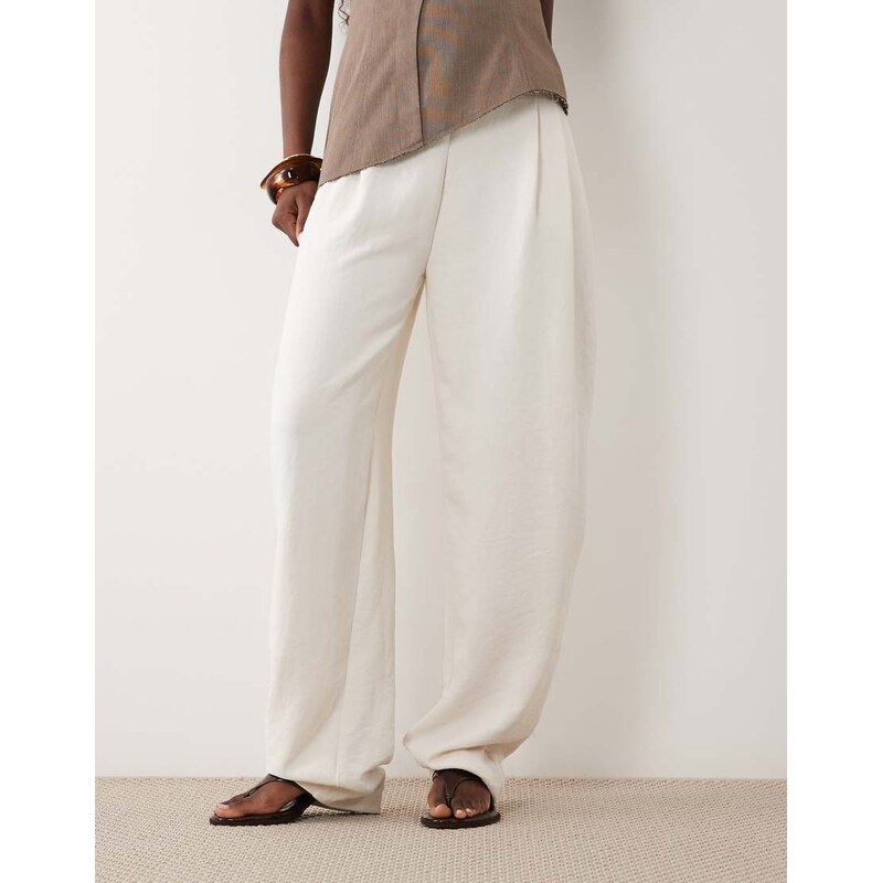 ASOS DESIGN tailored tuexedo trouser with wrap waist in cream