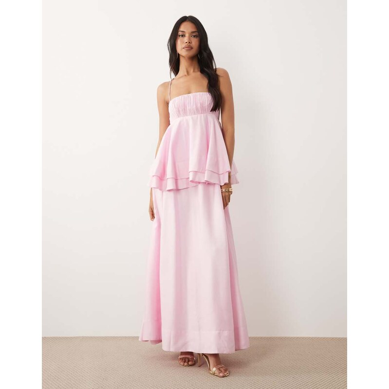 ASOS DESIGN double layer maxi dress in pink