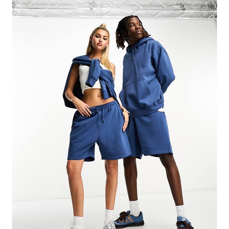 Weekday Unisex co-ord jersey shorts in dark blue exclusive to