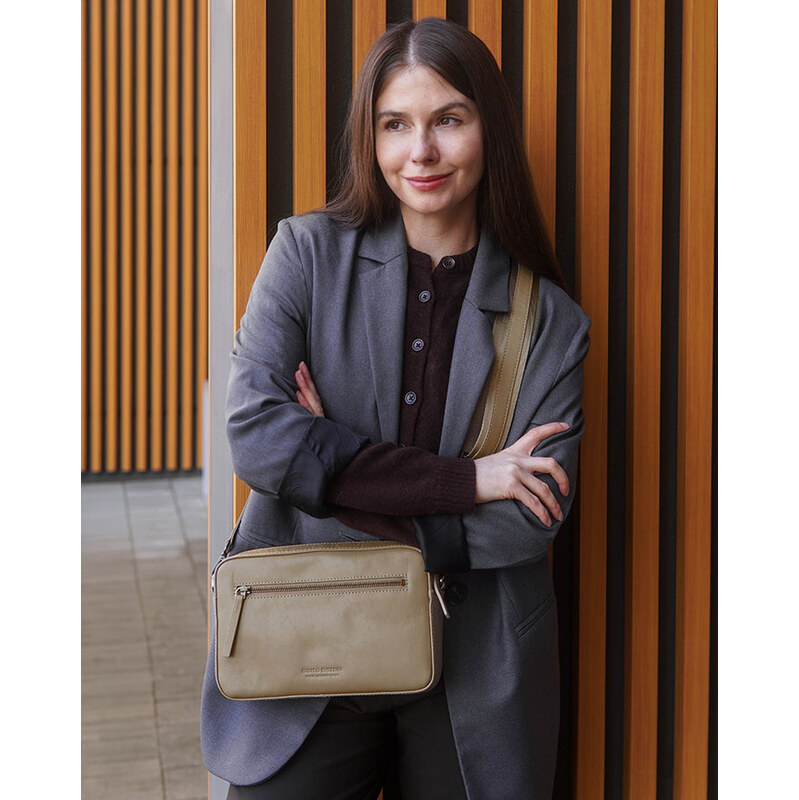 Dámská kožená crossbody kabelka Marco Mazzini – béžová