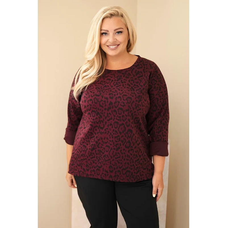 Kesi Włoski Plus Size halenka s leopardím vzorem