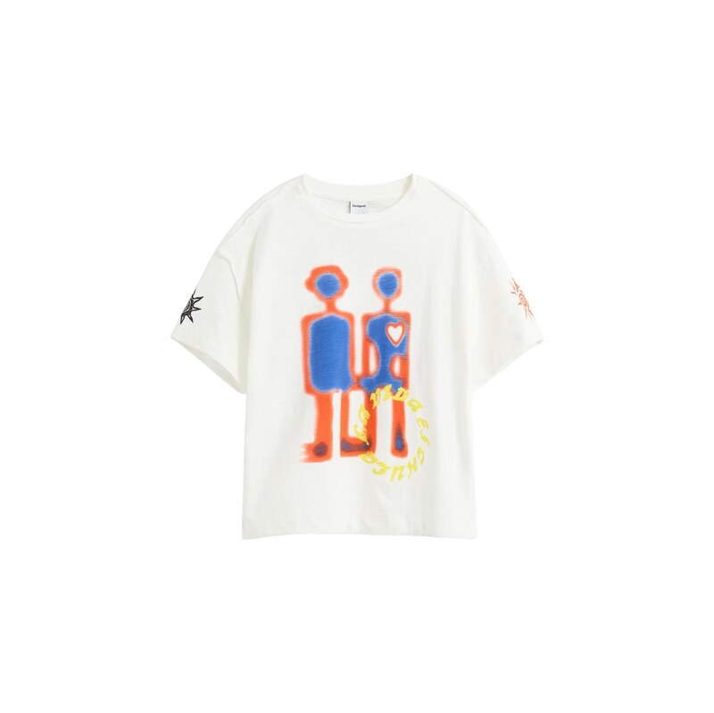 Desigual Tričko královská modrá / žlutá / oranžová / bílá