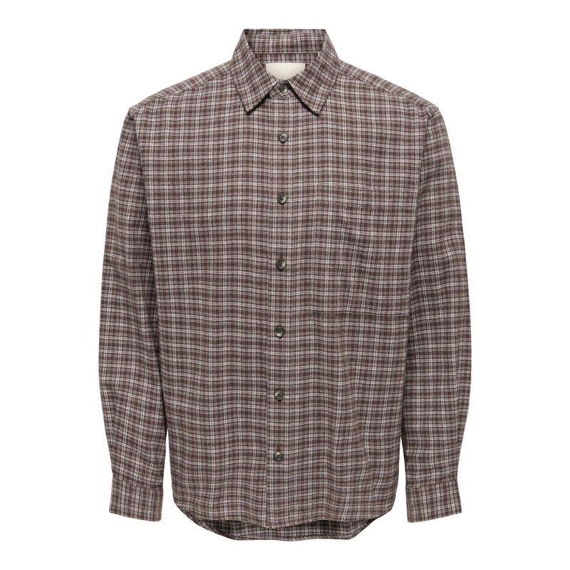 Only & Sons Košile ONSGUDMUND hnědá / offwhite