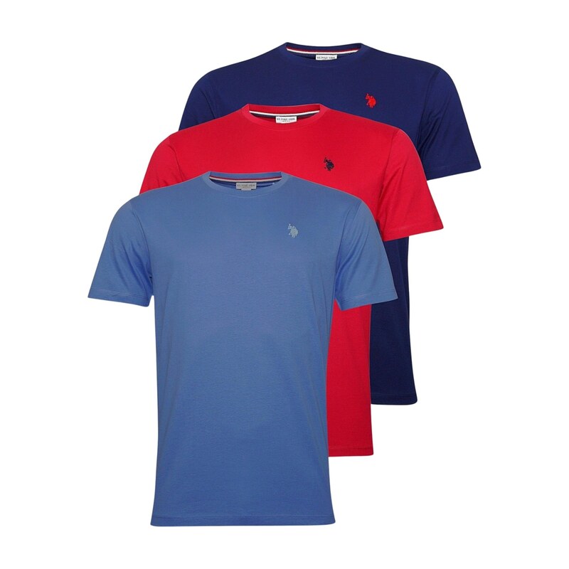 U.S. POLO ASSN. Tričko námořnická modř / kouřově modrá / krvavě