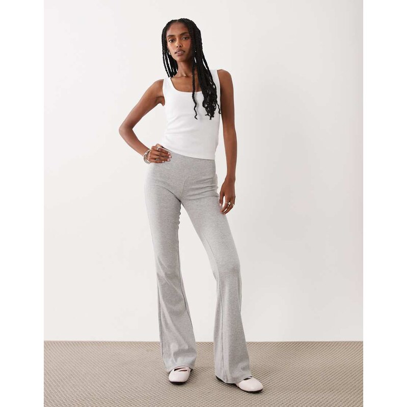 Brave Soul stretch flare leggings in light grey marl