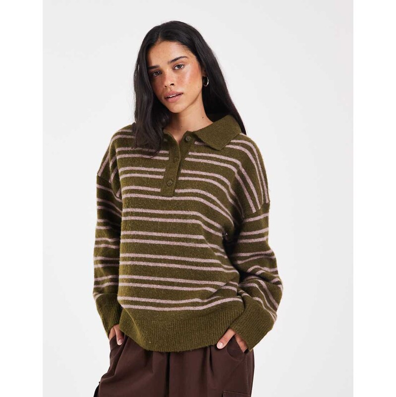 Muse Assembly rugby sydney knitted jumper in pink green stripe