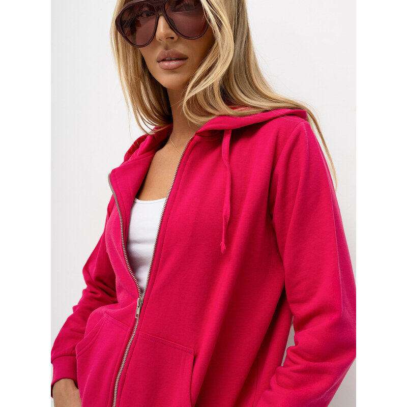 BASIC FEEL GOOD Fuchsiová mikina s kapucí -fuchsia Tmavě růžová
