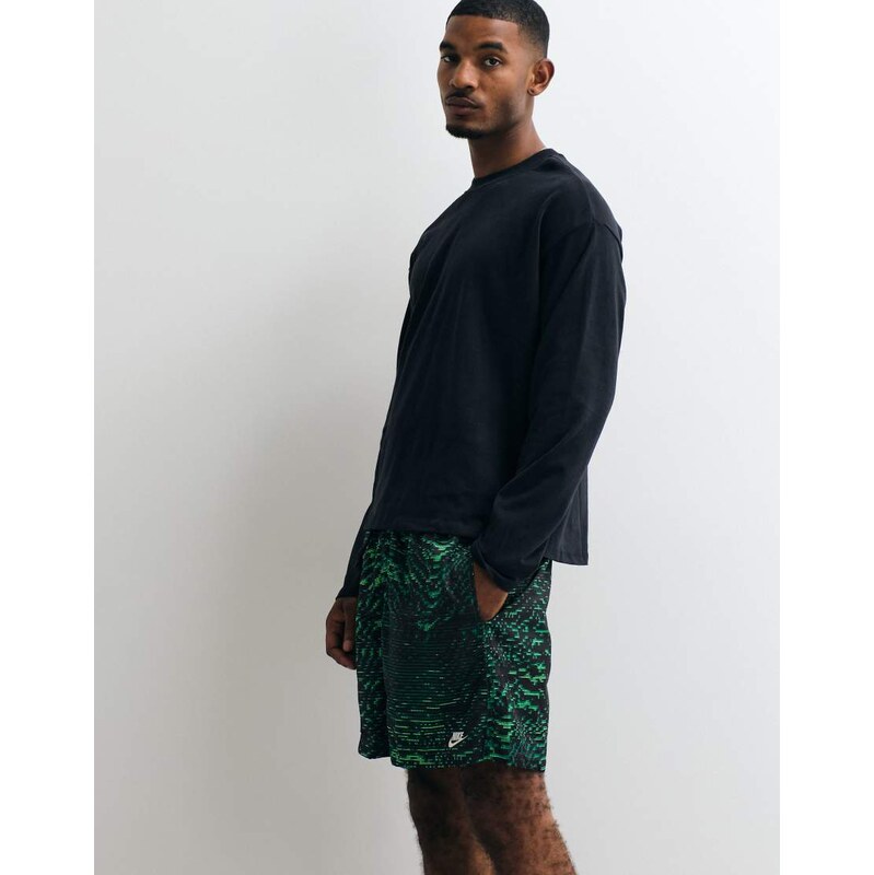 Nike Club Woven Sci-fi print shorts in black and green
