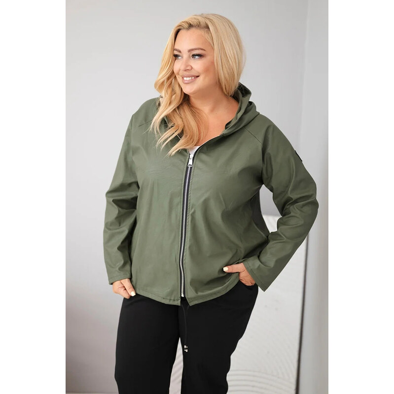 K-Fashion Dámská bunda Plus Size s kapucí a nastavitelným