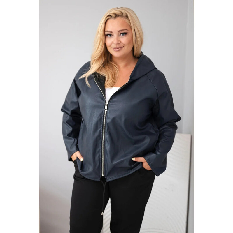 K-Fashion Dámská bunda Plus Size s kapucí a nastavitelným