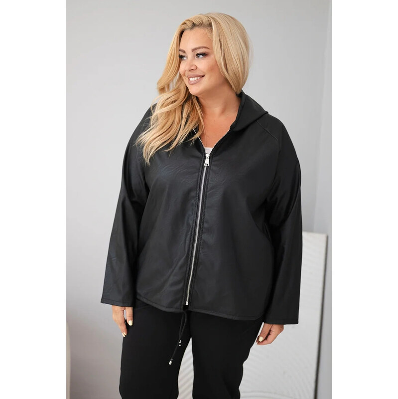 K-Fashion Dámská bunda Plus Size s kapucí a nastavitelným
