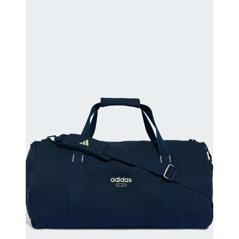 adidas performance Canvas duffel bag in night indigo / ivory
