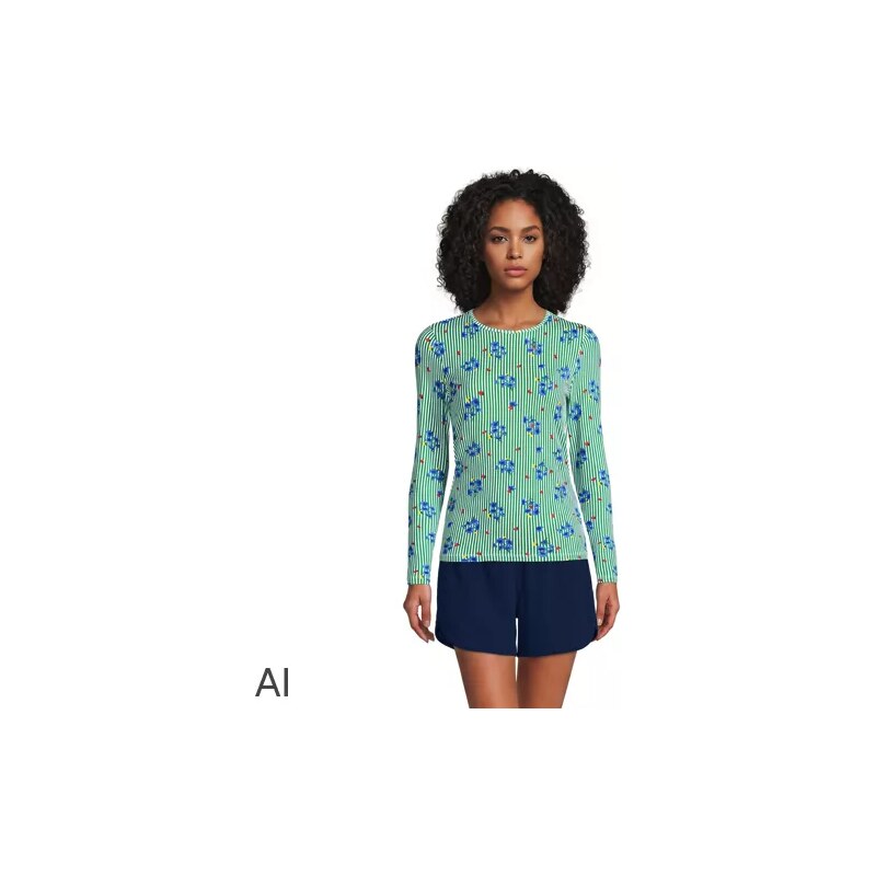 Long Sleeve Crew Neck SunShade UPF50 Quick Dry Swim Tee, Women,