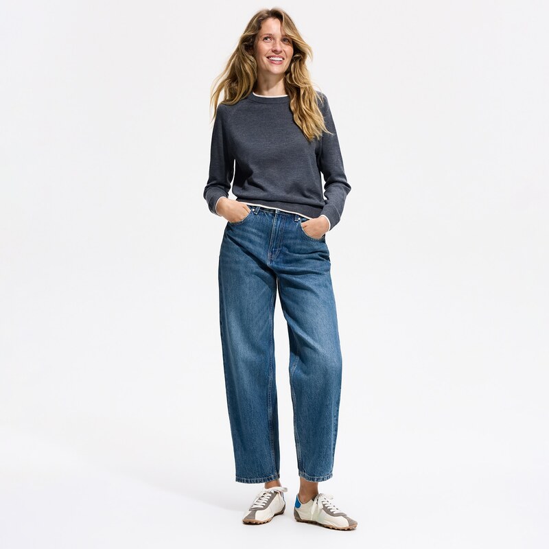 Reserved - LADIES` JEANS TROUSERS - tmavomodrá