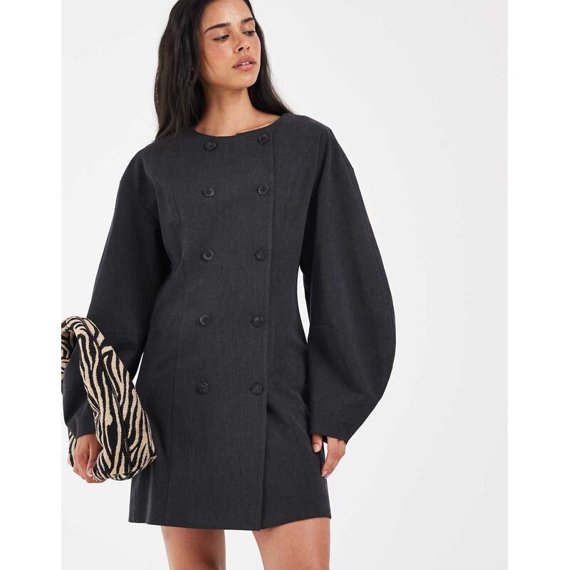 Muse Assembly tailored audrey mini dress in charcoal-Grey