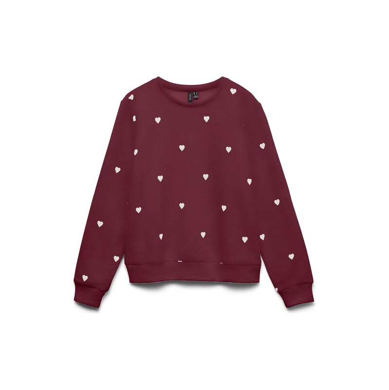 VERO MODA Mikina VMNELLIS vínově červená / bílá