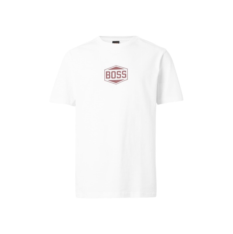 BOSS Tričko rubínově červená / bílá