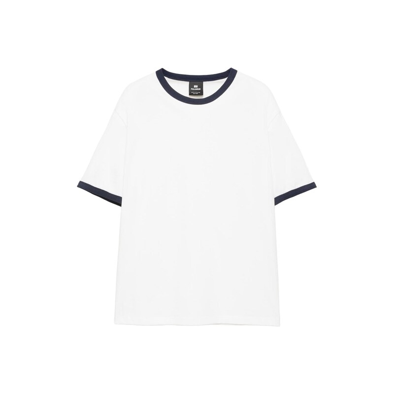 Pull&Bear Tričko tmavě modrá / bílá