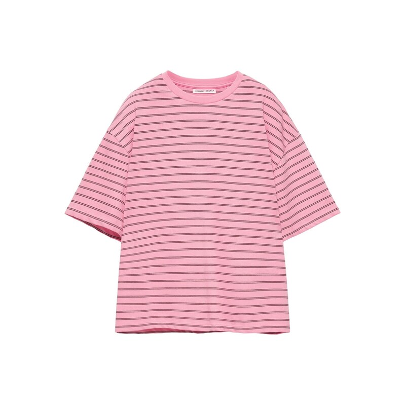 Pull&Bear Tričko tmavě hnědá / pink