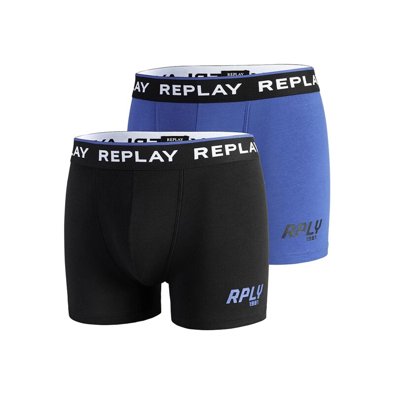 REPLAY Boxerky modrá / černá / bílá