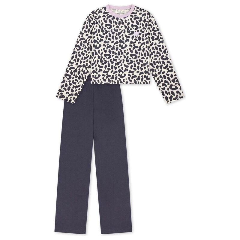 SCHIESSER Pyžamo  Nightwear  tmavě modrá / světle šedá / bílá