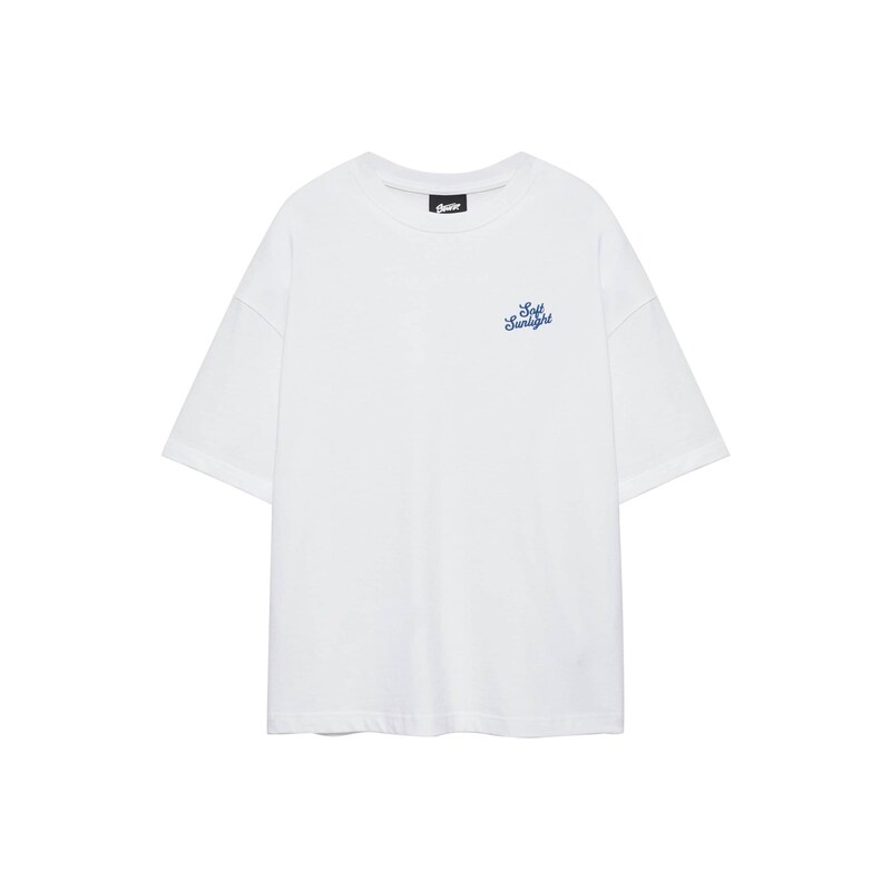 Pull&Bear Tričko SUMMER PEACH bílá