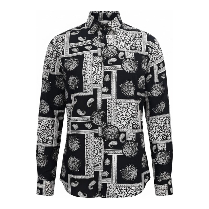 Radwa Košile Mens Viscose multicolor pattern shirt černý melír