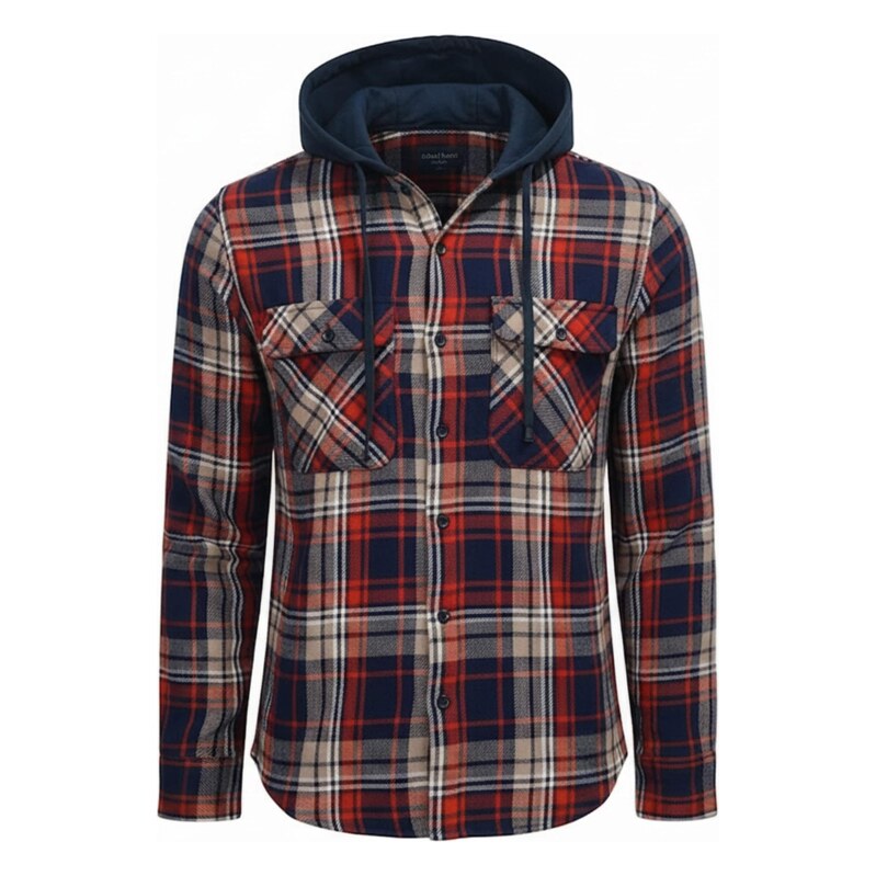 Radwa Košile Mens flannel with hooddie červená třešeň