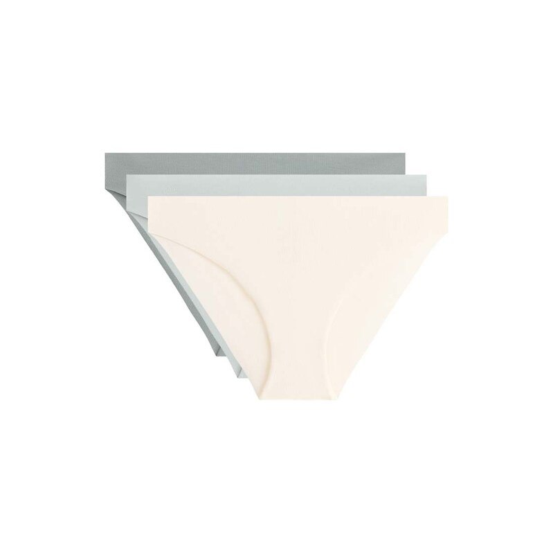 OYSHO 3 invisible cotton blend classic bikini briefs in blue