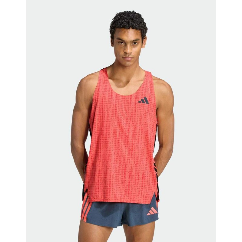 adidas performance Adizero running singlet in semi turbo-Red