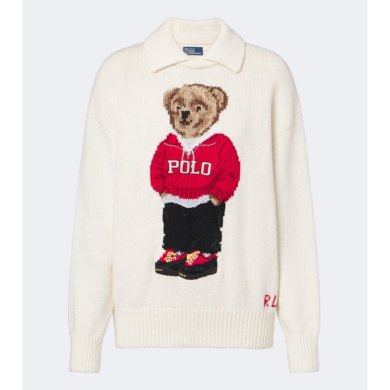 Polo Ralph Lauren Polo Bear intarsia linen and cotton sweater