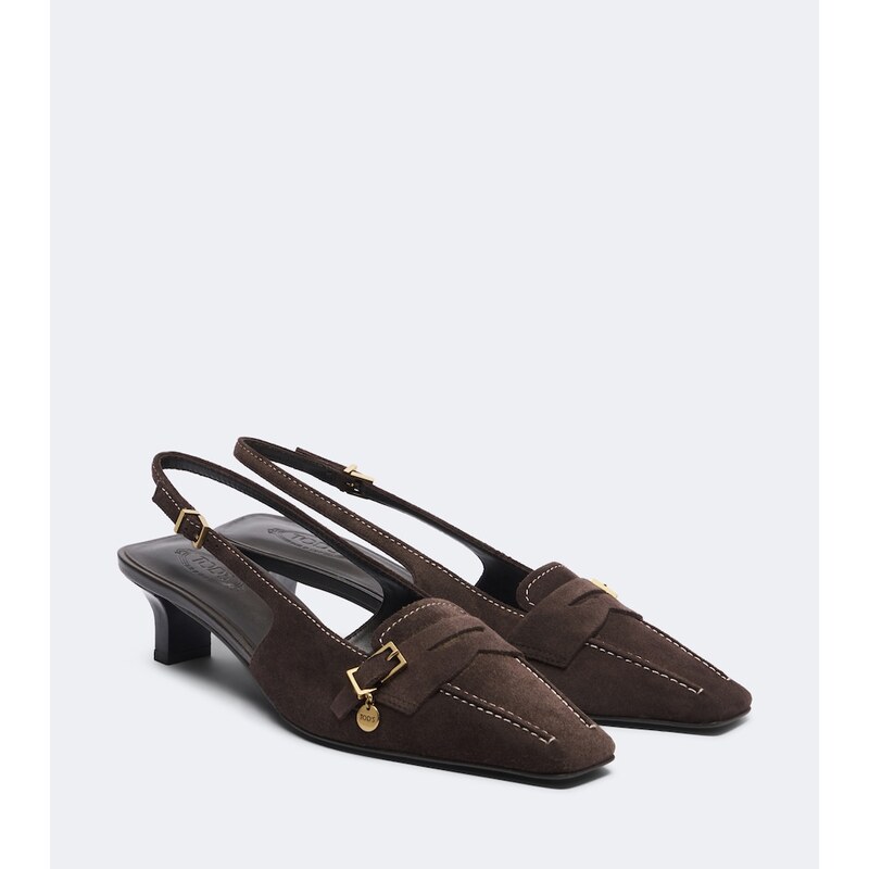 Tods Suede slingback pumps