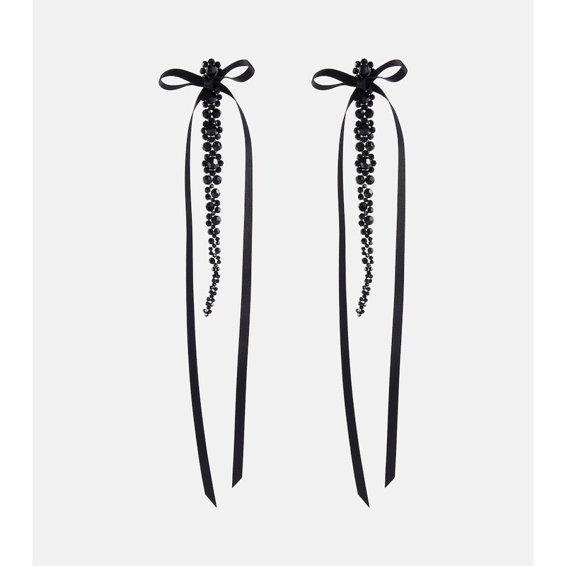 Simone Rocha Bow-embellished crystal drop earrings