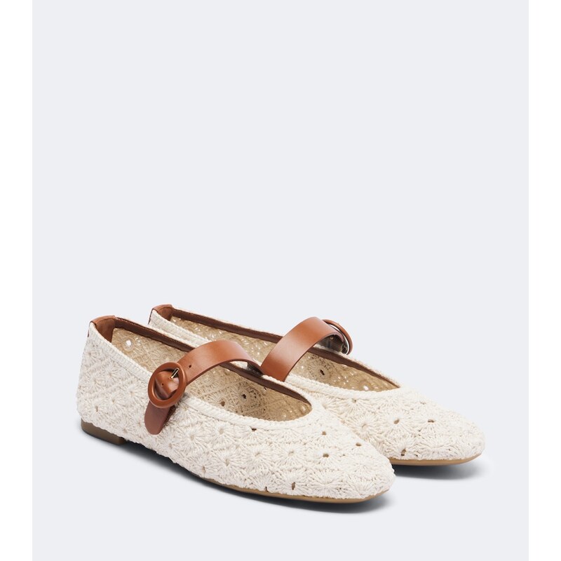 Aquazzura Loom macramé Mary Jane flats