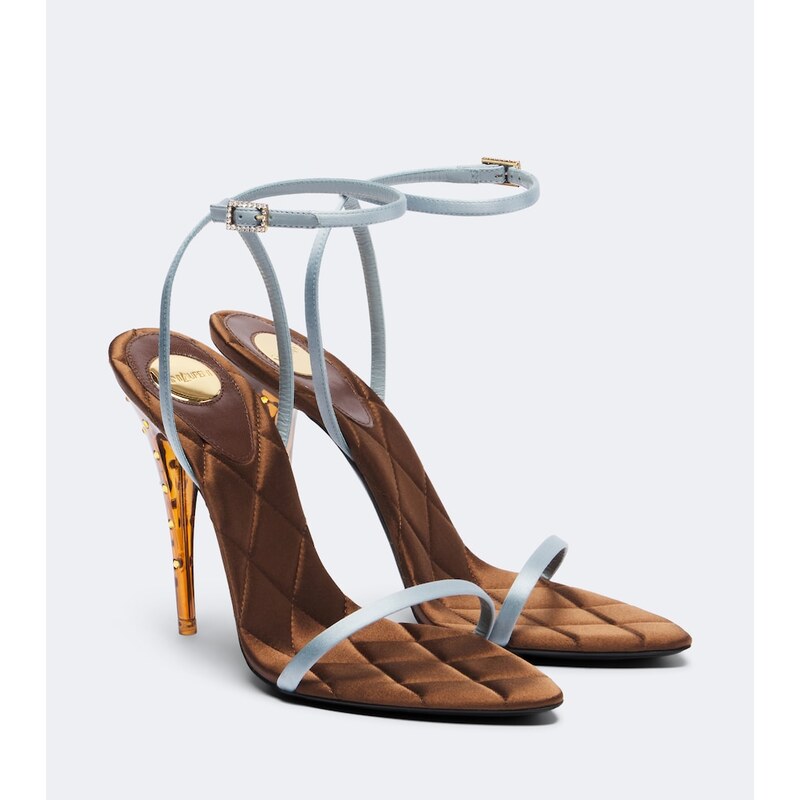 Saint Laurent Ivresse embellished quilted satin sandals