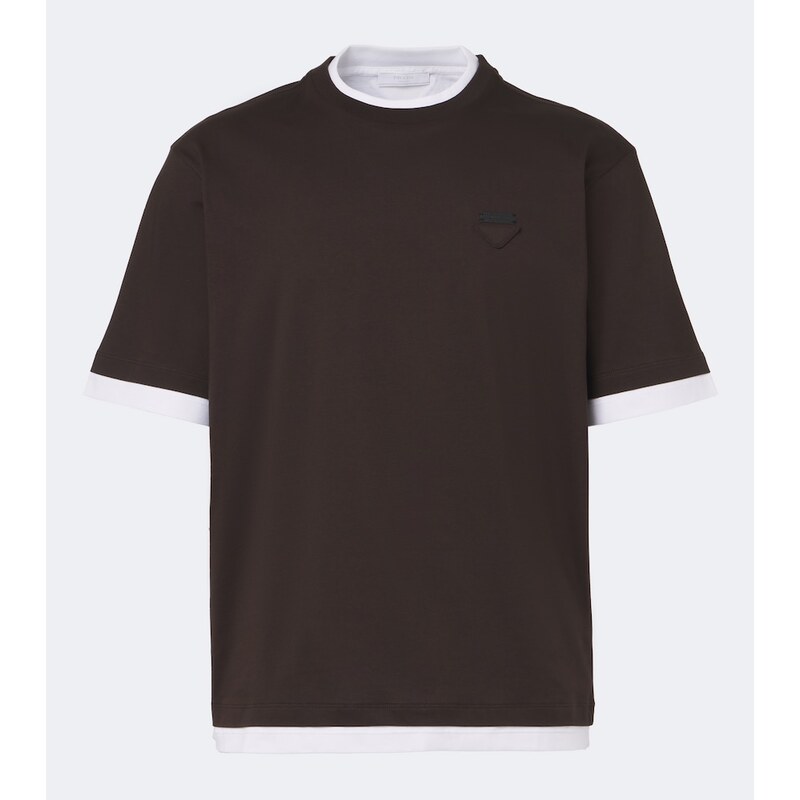 Prada Layered cotton jersey T-shirt