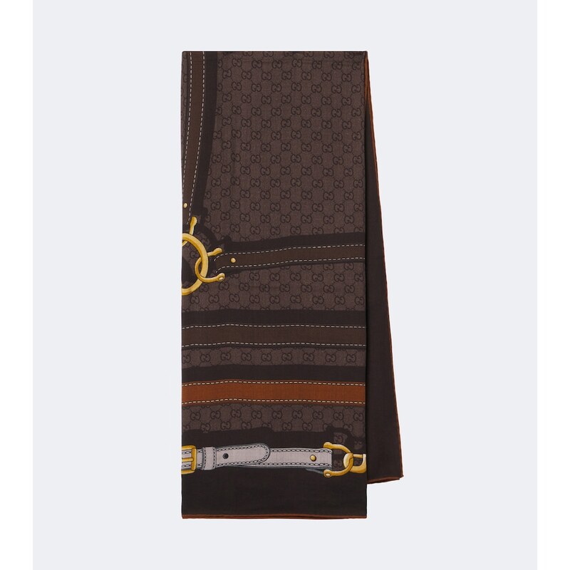 Gucci GG jacquard wool and silk scarf