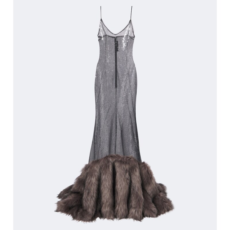 Dámské oblečení David Koma Sequined gown v barvě šedá