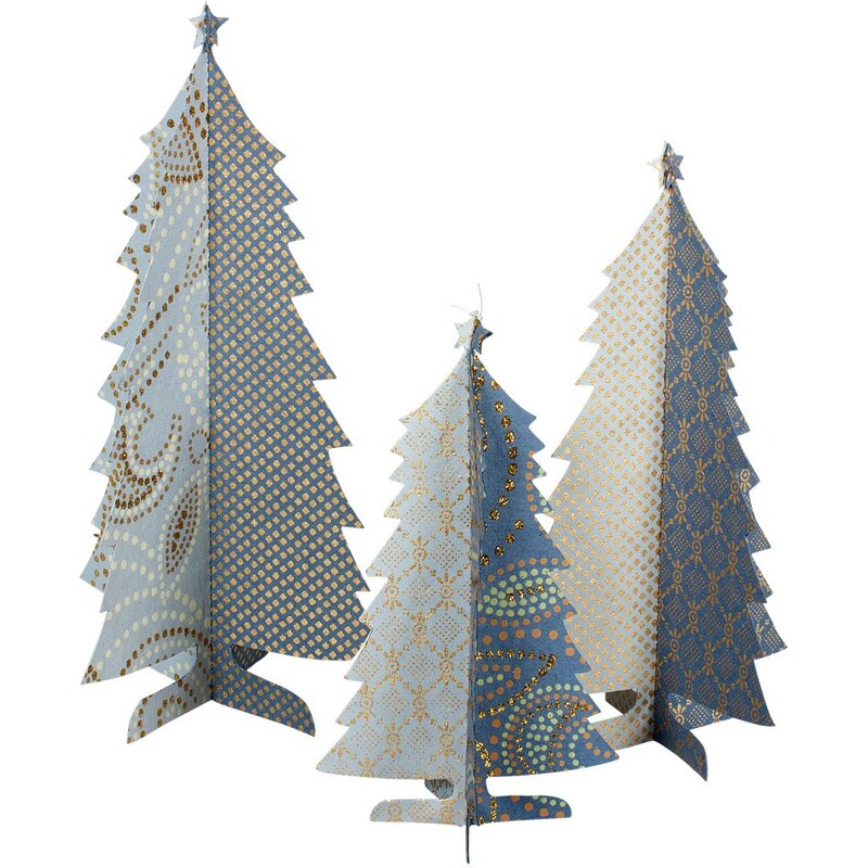 Maileg Papírový vánoční stromeček Blue - set 3 ks