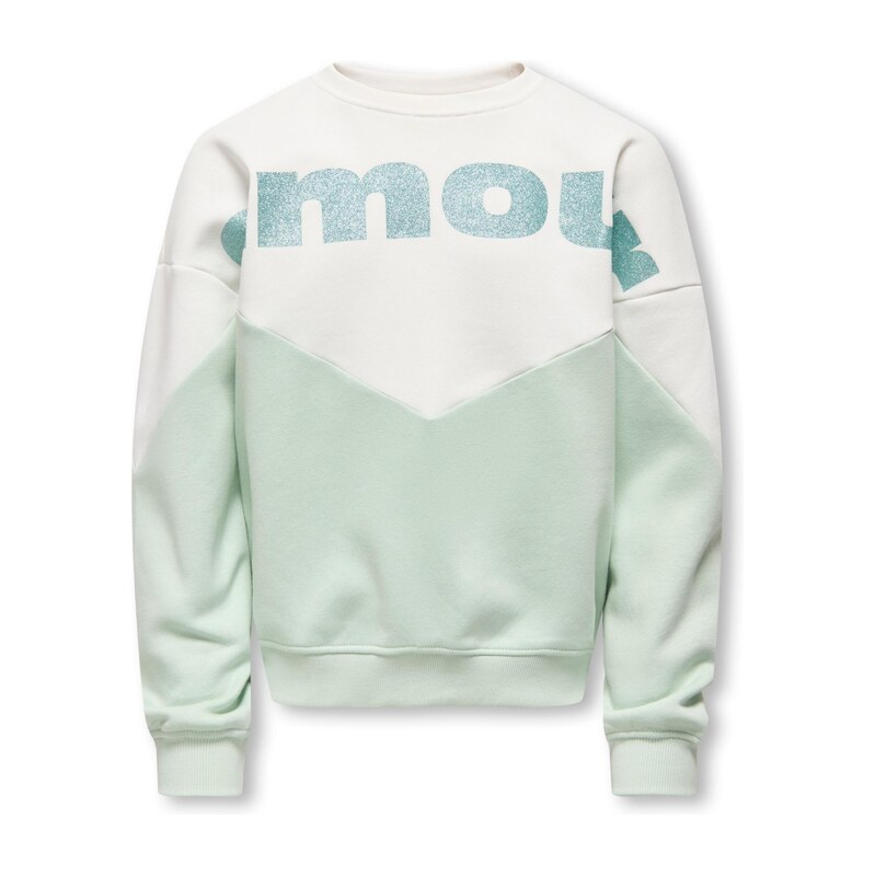 ONLY GIRLS Mikina KOGRuna-Mena petrolejová / mátová / offwhite