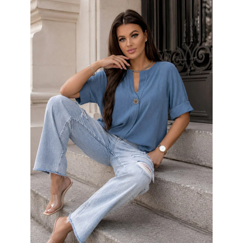 Fashionweek Dámská bavlněná halenka oversize s krátkým rukávem