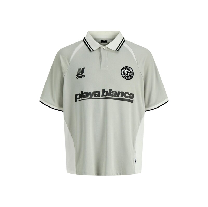 Jack & Jones Junior Tričko Club Ribbed Football světle šedá /