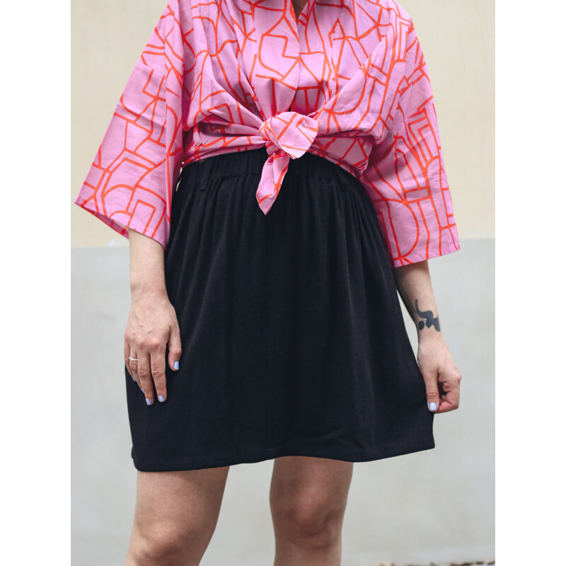 MINILE Sukně Mini Linen Black - XS-S