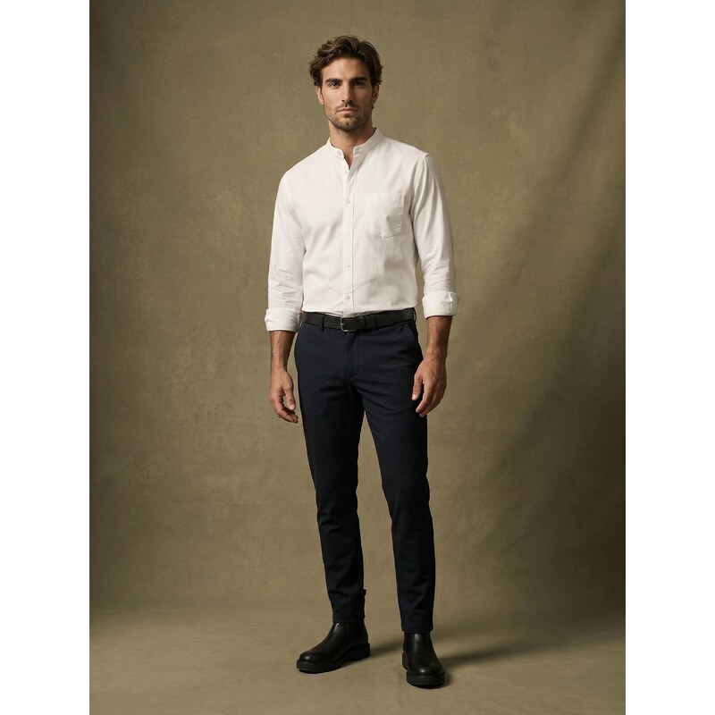 Sinsay - Chino kalhoty slim fit s příměsí viskózy - námořnická