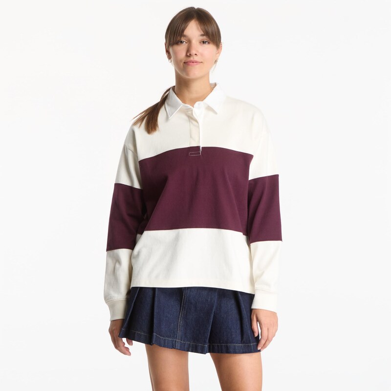 Tričko Gant Color Blocked Heavy Rugger Darkened Wine S